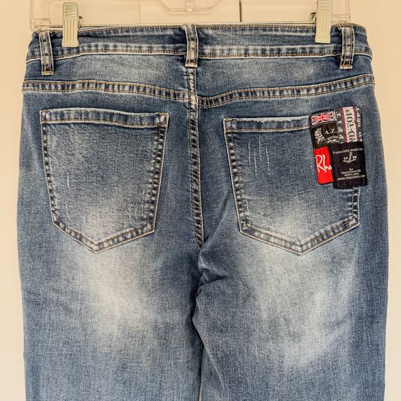 A.Z.I New York, Distressed Layered Patchwork Relaxed Boyfriend Jeans, Women's 4 - Picture 14 of 15